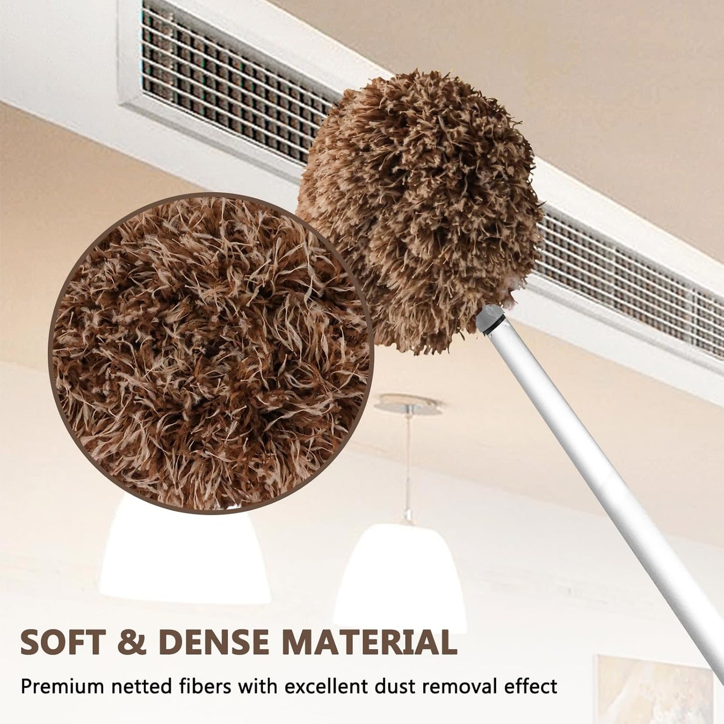 Ceiling Fan Cleaner Duster Reusable Microfiber Ceiling Fan Blade Cleaner Removable Duster with Extension Pole Adjusts 13 to 49.7 Inch for Cleaning Walls Bookshelves Furniture Door Window Top (Blue)