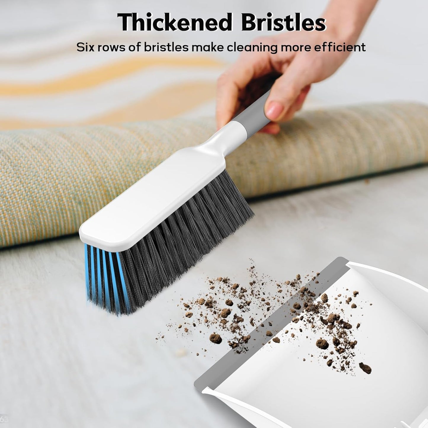 SetSail Small Dustpan and Brush Set, Nesting Snap-On Handheld Broom and Dust Pan with Teeth Portable Broom and Dustpan Set Suitable for Desktop, Pets Care, Sofa, Camping, Grey