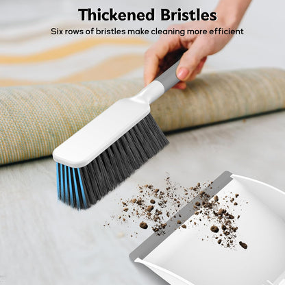 SetSail Small Dustpan and Brush Set, Nesting Snap-On Handheld Broom and Dust Pan with Teeth Portable Broom and Dustpan Set Suitable for Desktop, Pets Care, Sofa, Camping, Grey