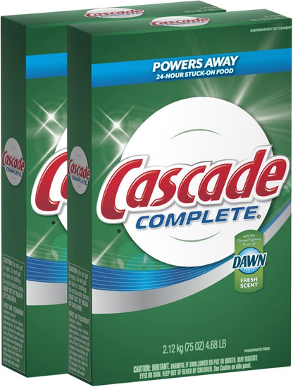 Cascade Complete Powder Dishwasher Detergent, Fresh Scent, 75 oz, White