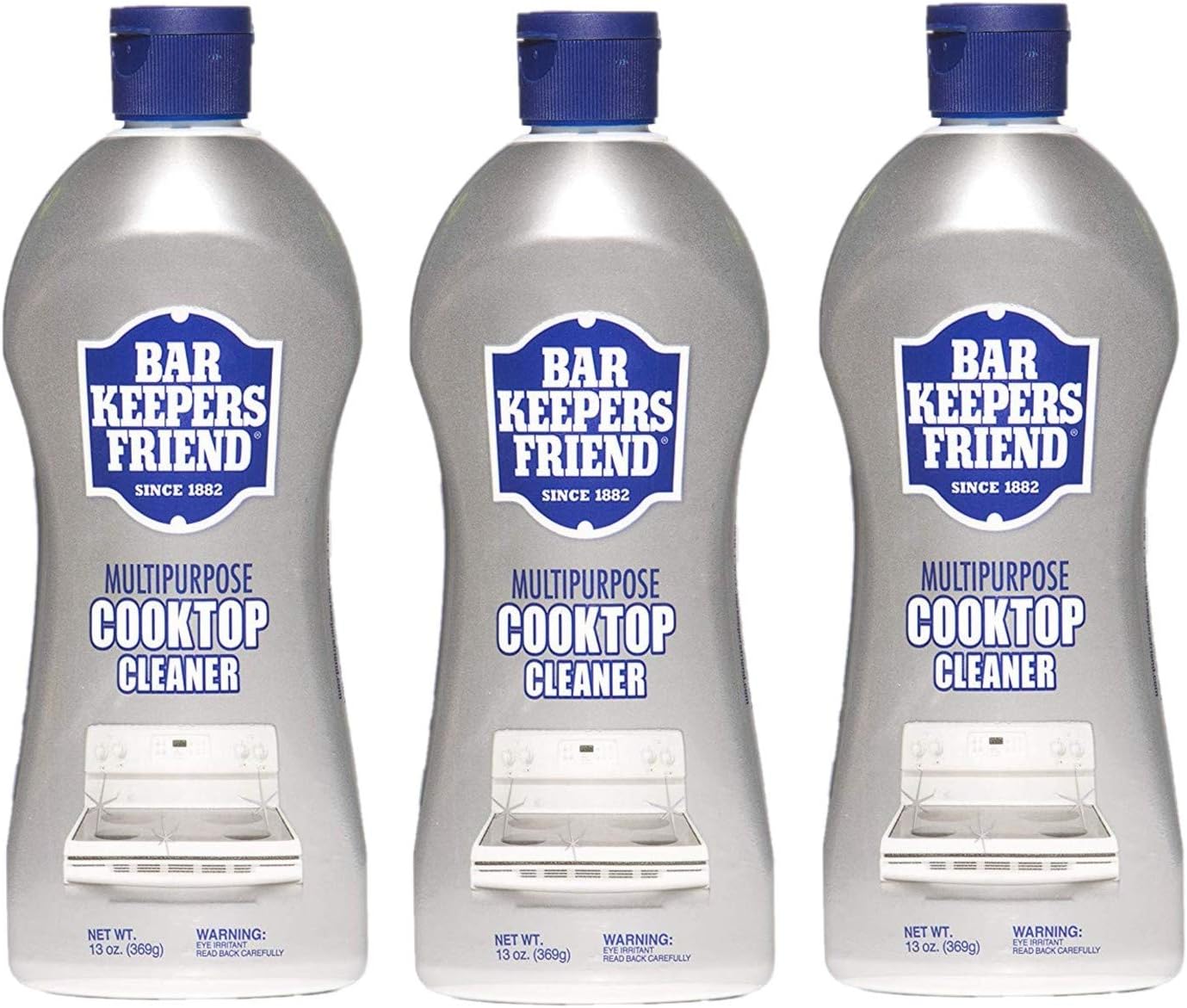 Bar Keepers Friend Cooktop Cleaner (2 x13 oz) Multipurpose Liquid Stovetop Cleanser - Safe for Use on Glass or Ceramic Cooking Surfaces, Copper, Brass, Chrome, and Stainless Steel & Porcelain Sinks