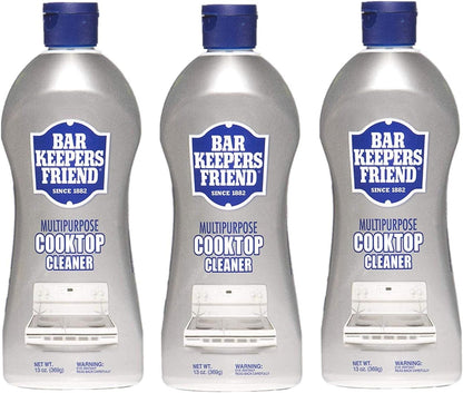 Bar Keepers Friend Cooktop Cleaner (2 x13 oz) Multipurpose Liquid Stovetop Cleanser - Safe for Use on Glass or Ceramic Cooking Surfaces, Copper, Brass, Chrome, and Stainless Steel & Porcelain Sinks