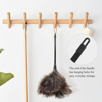 Ostrich Feather Duster 12 Inch Handheld Duster Supplies, Wooden Handle Feather Duster for Cleaning Keyboard Home Car Office (Champagne)