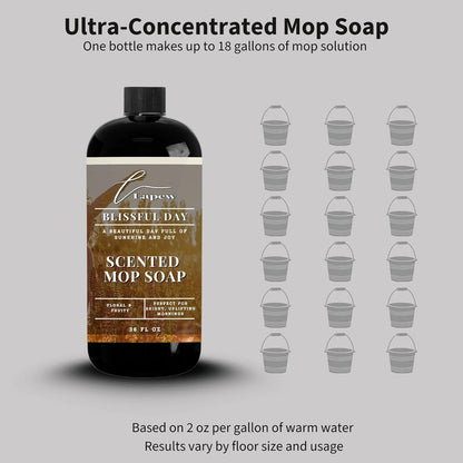 Lapew Santal Scented Mop Soap - Luxury Floor Cleaner Concentrate for Mopping Tile, Laminate, Vinyl & Hardwood | Streak-Free, Low-Foam | 36 oz - Colors B