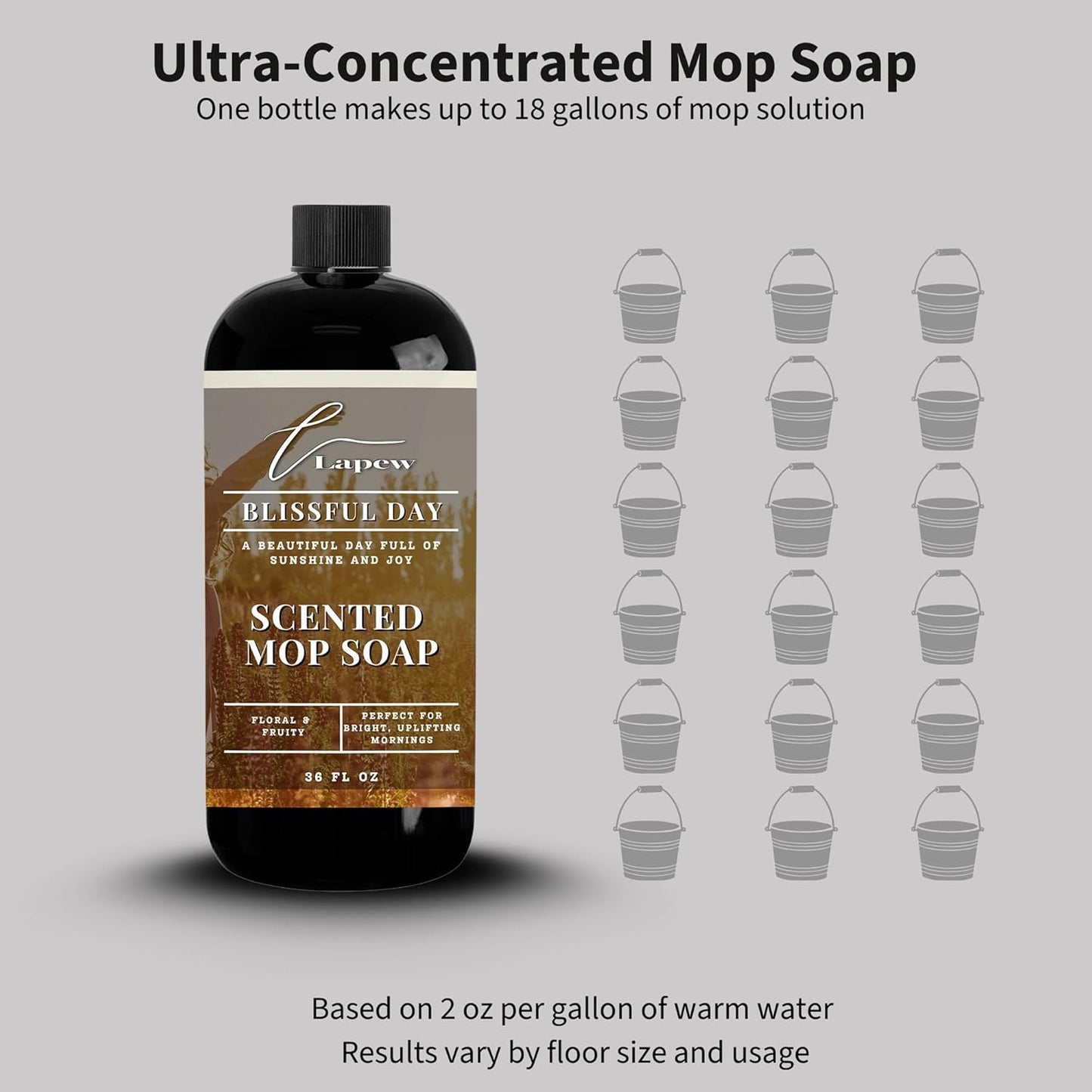 Lapew Baccarat Scented Mop Soap - Luxury Floor Cleaner Concentrate for Mopping Tile, Laminate, Vinyl & Hardwood | Streak-Free, Low-Foam | 36 oz - Colors B