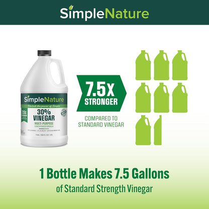 SimpleNature 45% Vinegar (1 Gallon) - Highly Concentrated Vinegar for Heavy-Duty Cleaning Power for Home & Patio, Limescale Removal & DIY Formulas - Dilutes Easily - Free of Dyes or Fragrance