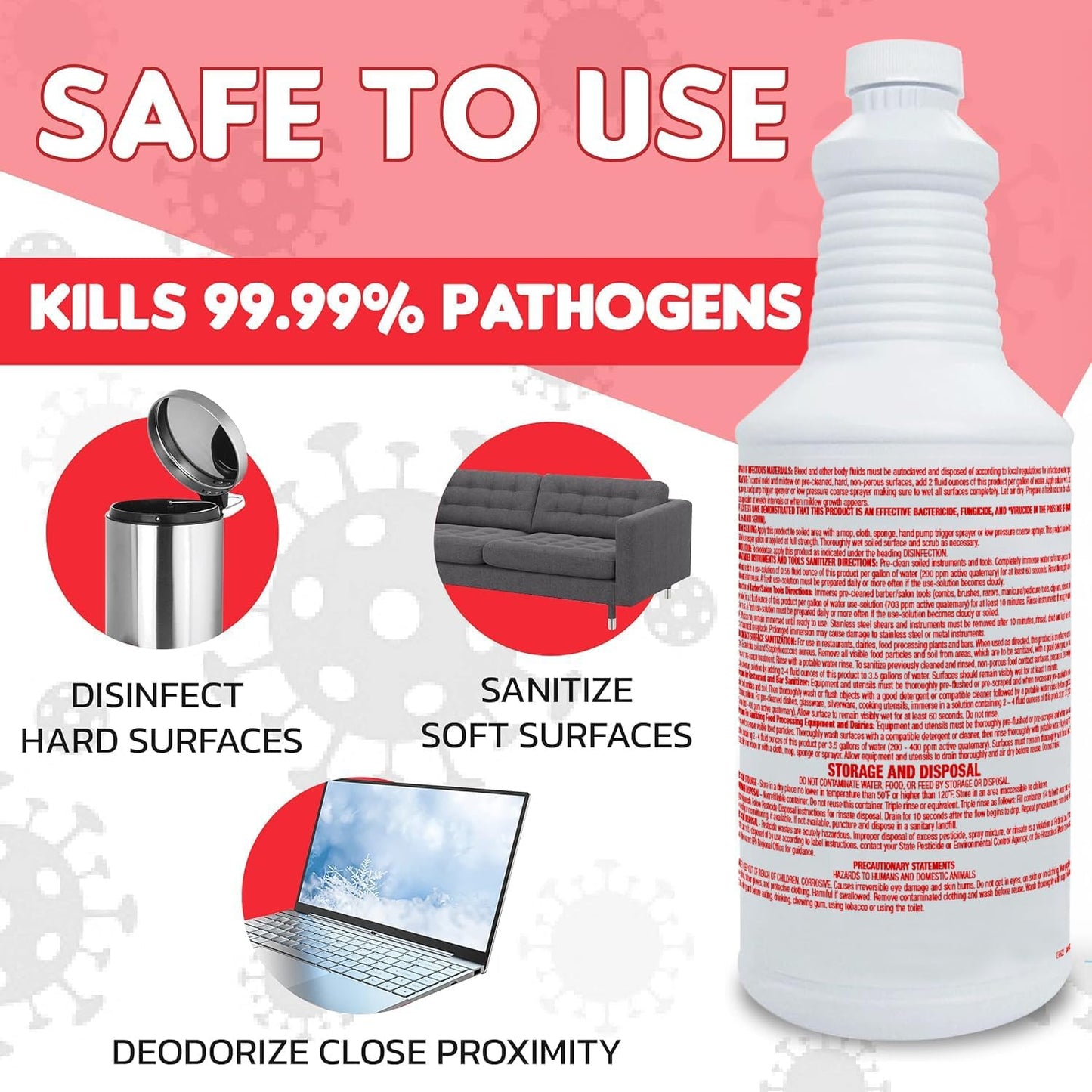 Lucasol One Step Disinfectant, 1 Quart (32 Ounce), All Purpose Cleaner Spray For Hospitals, Barber Supplies, Household Essentials, School, Salons, Household Cleaning And More