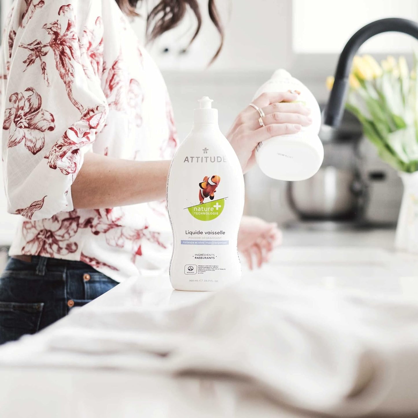 ATTITUDE Dish Soap, EWG Verified, Plant-Based & Vegan Dishwashing Liquid, Naturally Derived, Citrus Zest Scent, 33.8 Fl Oz