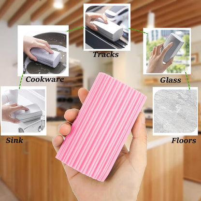 6-Pack Damp Clean Duster Sponge,Magic Sponge Eraser for Housekeeping,Reusable Cleaning Sponge for Blinds,Vents,Mirrors,Glass, Baseboards,Window Track Grooves and Railings (Green)