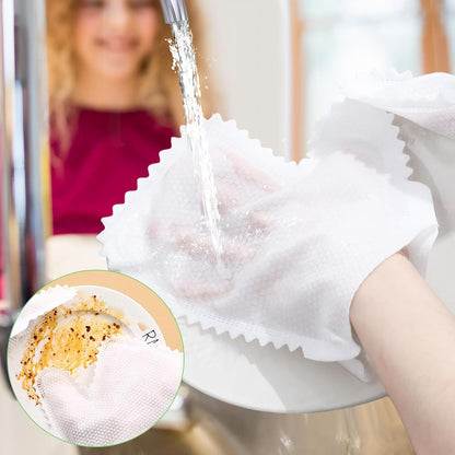 70 Pcs White Microfiber Dusting Gloves, Dusting Mitts Replaces Dust Wipes, Pet Hair Cleaning Possible, Dual-Sided Disposable Gloves