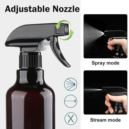 Plastic Spray Bottles Empty Spray Bottle 16.9oz/500ml 2 Pack Heavy Duty Spraying Bottles Mist/Stream Water Bottle for Cleaning Solutions, Essential Oils, Hair (Clear)