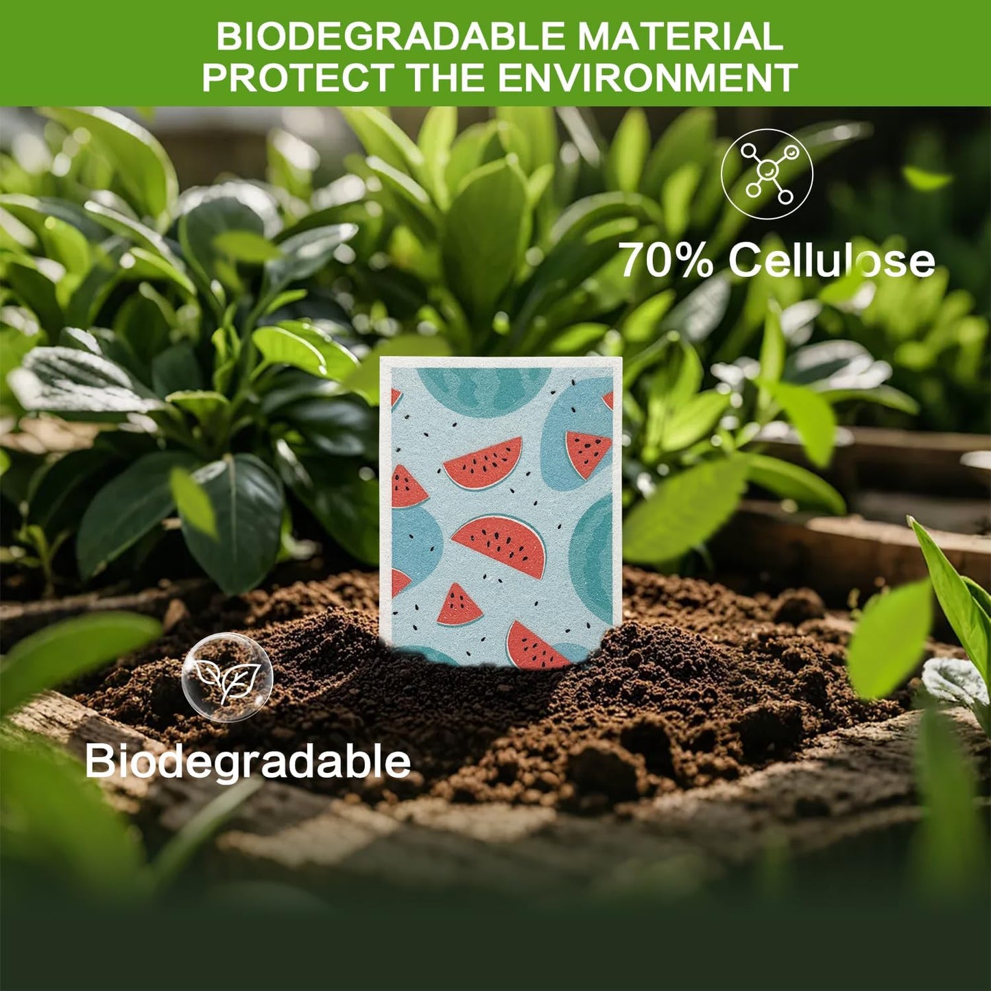 Cellulose Sponges, Large Size 4" x 6" x 1" - Heavy Duty Scrub Kitchen Sponge, Clean Tough Messes Without Scratching Kitchen Cleaning Pads, Pop Up Eco DIY (6 Pack), Green