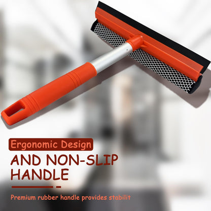 Window Squeegee for Window Cleaning, Squeegee Window Cleaner Tool 2 in 1 Car Window Cleaning Tool with Extension Pole 58‘’ Telescopic Window Washing Equipment, Shower Squeegee for Shower Glass Door