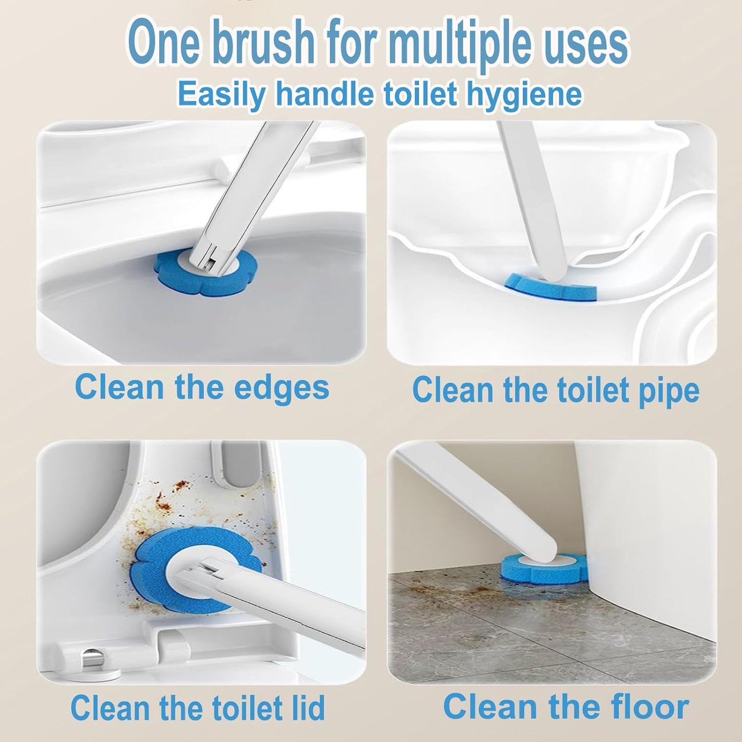 Disposable Toilet Brush， 2 Pack Toilet Wand and Holder with 54 Cleaner Refills Disposable Toilet Cleaning System Cleaner Pads for Toilet Bowl，Bathroom Cleaning，Sink，Bathtub - White