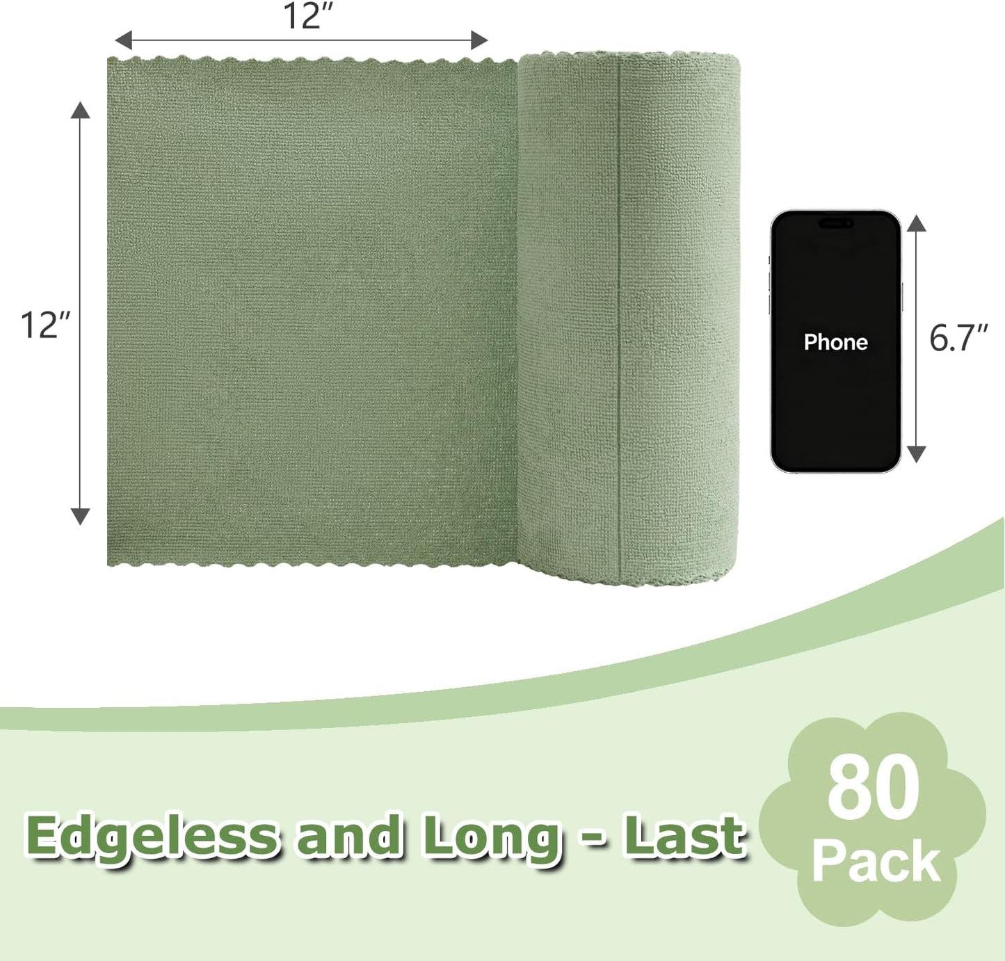 80 Pack Microfiber Cleaning Cloth Roll Reusable Paper Towels 12"x12" Tear Away Cloth, Microfiber Towels for Cars, Wash Cloths, Lint Free Dark Grey Rags for House, Kitchen,Window,Cleaning Supplies