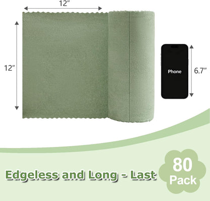 80 Pack Microfiber Cleaning Cloth Roll Reusable Paper Towels 12"x12" Tear Away Cloth, Microfiber Towels for Cars, Wash Cloths, Lint Free Dark Grey Rags for House, Kitchen,Window,Cleaning Supplies