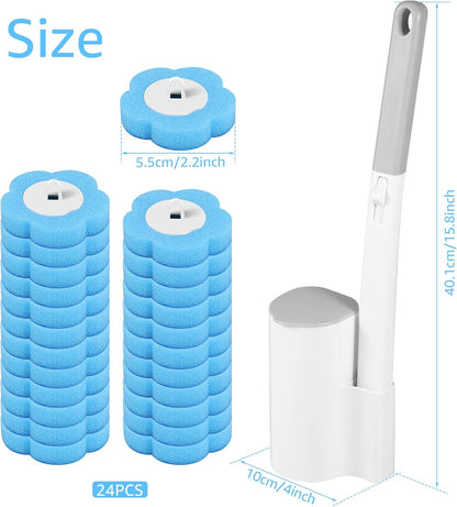 36 Toilet Brush Refills Replacement Heads for Wall Mounted Toilet Cleaning Kit Extended Handle 360 Deep Cleaning Bathroom