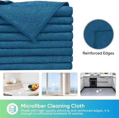 HOMEXCEL Microfiber Cleaning Cloth 210GSM, Pack of 12, Size:11.5" x 11.5", Ultra-Soft, High-Density Non-Abrasive Cleaning Towels for Cars, Glass, Kitchen, Reusable Rags, Blue/Green/Yellow/Pink