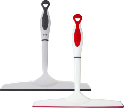 Superio Rubber Squeegee, 2 Pack, Streak Free All Purpose Window Squeegee, Comfort Grip Handle and Hanging Hook (Red, 10 Inch- 2 Pack)