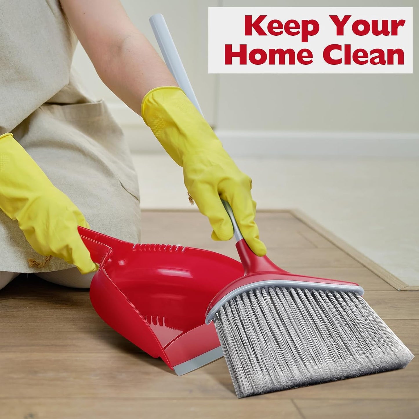 3 Pcs Broom and Dustpan Set 54 Inch Indoor Broom with Dust Pan Combo Set for Home Angle Broom and Dust Pan Kitchen Broom for Floor Cleaning