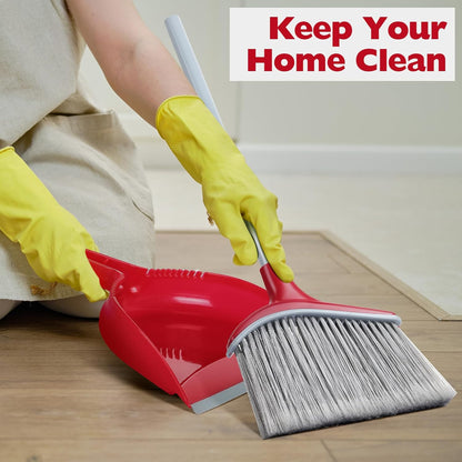 3 Pcs Broom and Dustpan Set 54 Inch Indoor Broom with Dust Pan Combo Set for Home Angle Broom and Dust Pan Kitchen Broom for Floor Cleaning