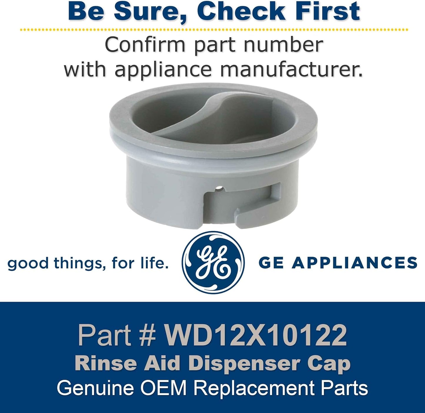 GE WD12X10122 Genuine OEM Rinse Aid Dispenser Cap (Gray) for GE Dishwashers
