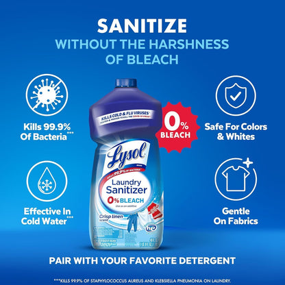 Lysol Disinfectant Laundry Sanitizer & Scent Booster, Laundry Detergent Additive, Color Safe Bleach Alternative, Laundry Odor Eliminator, Kills Bacteria & Viruses, Lavender Scent, 90 Fl Oz