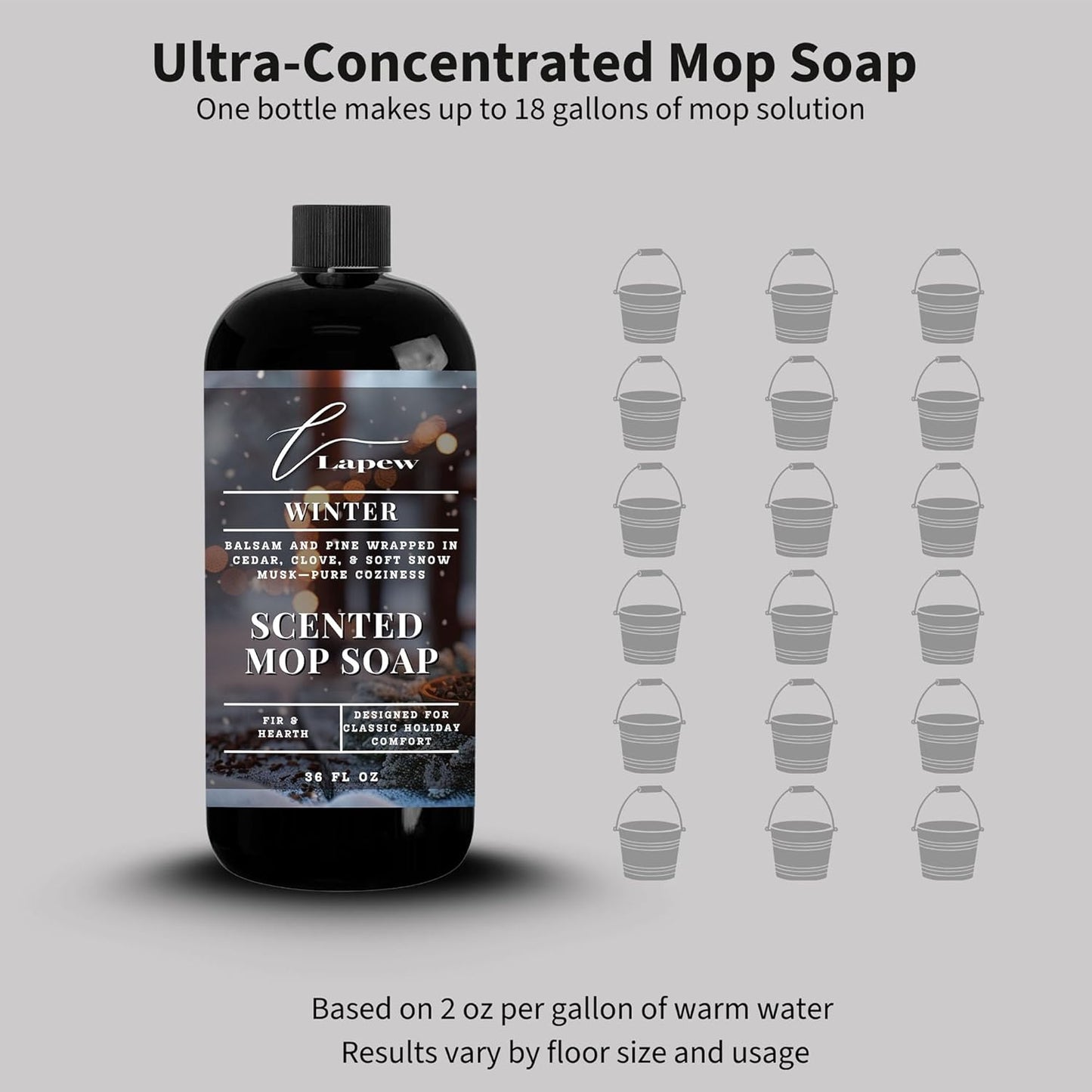 Lapew Santal Scented Mop Soap - Luxury Floor Cleaner Concentrate for Mopping Tile, Laminate, Vinyl & Hardwood | Streak-Free, Low-Foam | 36 oz - Colors A