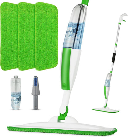 Mops for Floor Cleaning Wet Spray Mop with 14 oz Refillable Bottle and 2 Washable Microfiber Pads Home or Commercial Use Dry Wet Flat Mop for Hardwood Laminate Wood Ceramic
