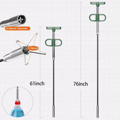 76 inch Drain Snake,Drain Clog Remover - Flexible Grabber Claw Pick Up Reacher Tool for Home Sink, Bathroom Tub,Drain, Toilet, Tight Spaces