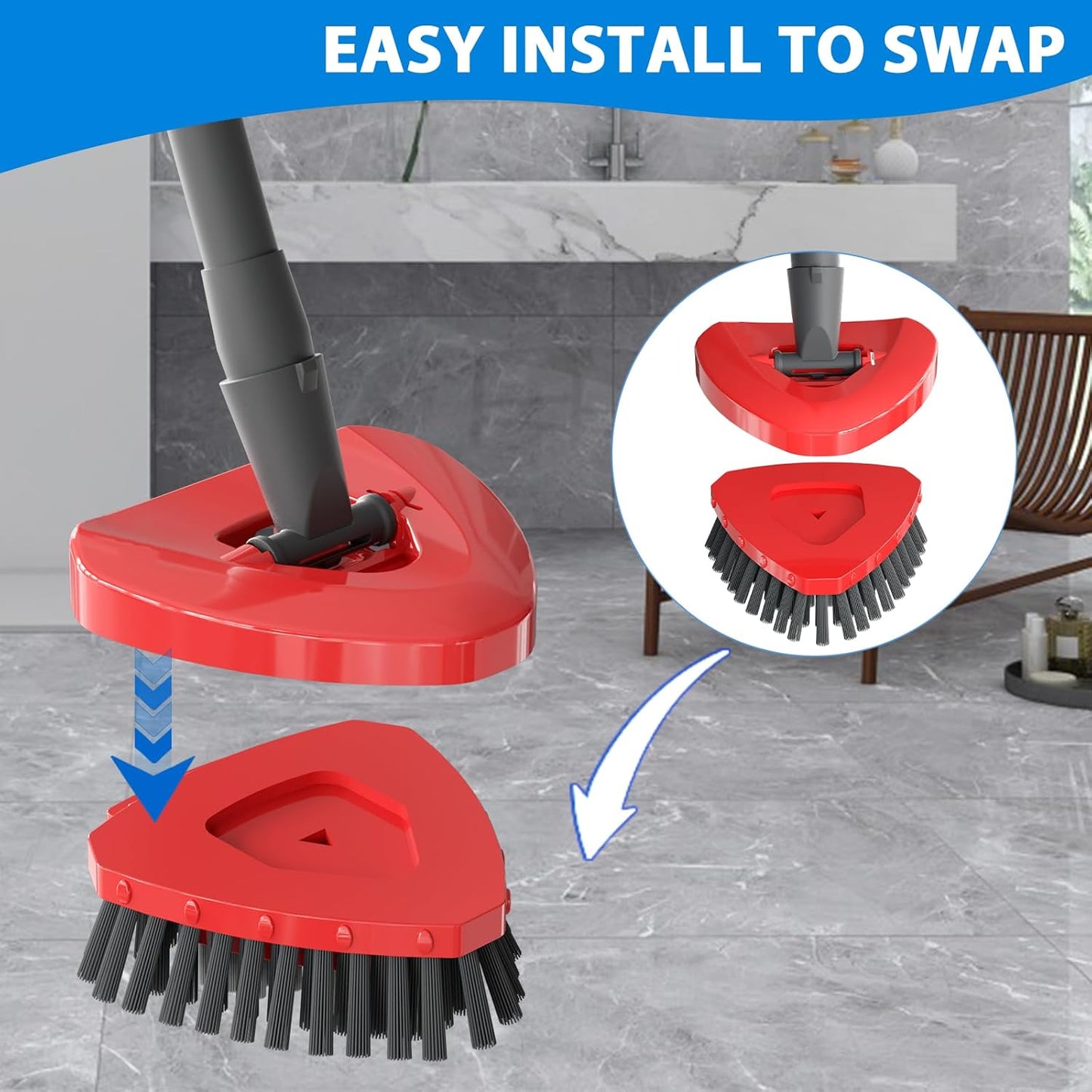 2 Pack Upgraded Spin Mop Replacement Scrub Brush Heads Compatible with Ocedar EasyWring 1 Tank,Full Bristle Scrubber Replace Great for Kitchen, Bathroom, Pools,Deck Hard Floor Cleaning