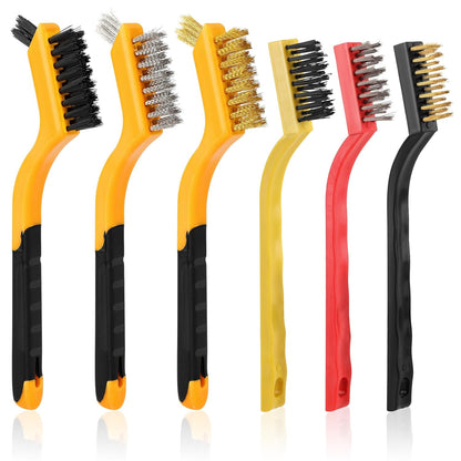 6 Pieces Wire Brushes Set, Small Metal Brass/Stainless Steel/Nylon Brushes for Cleaning Metal Rust Remover and Paint Removal