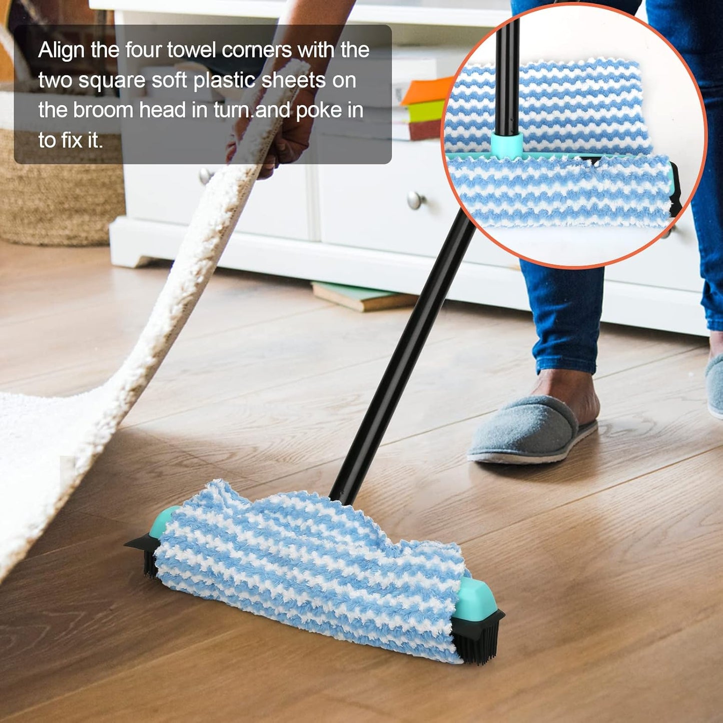 Kefanta Rubber Broom Pet Hair Remover Replacement Handle, Carpet Rake Broom Handle Refills (Not Include Broom Head)