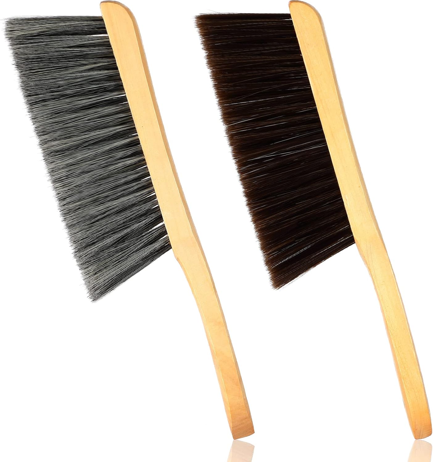 Patelai 2 Pieces Wooden Bench Brushes Fireplace Brush Natural Fiber Bench Soft Bristles Long Wood Handle Dust for Hearth Tidy Car Home Workshop Woodworking(Gray)