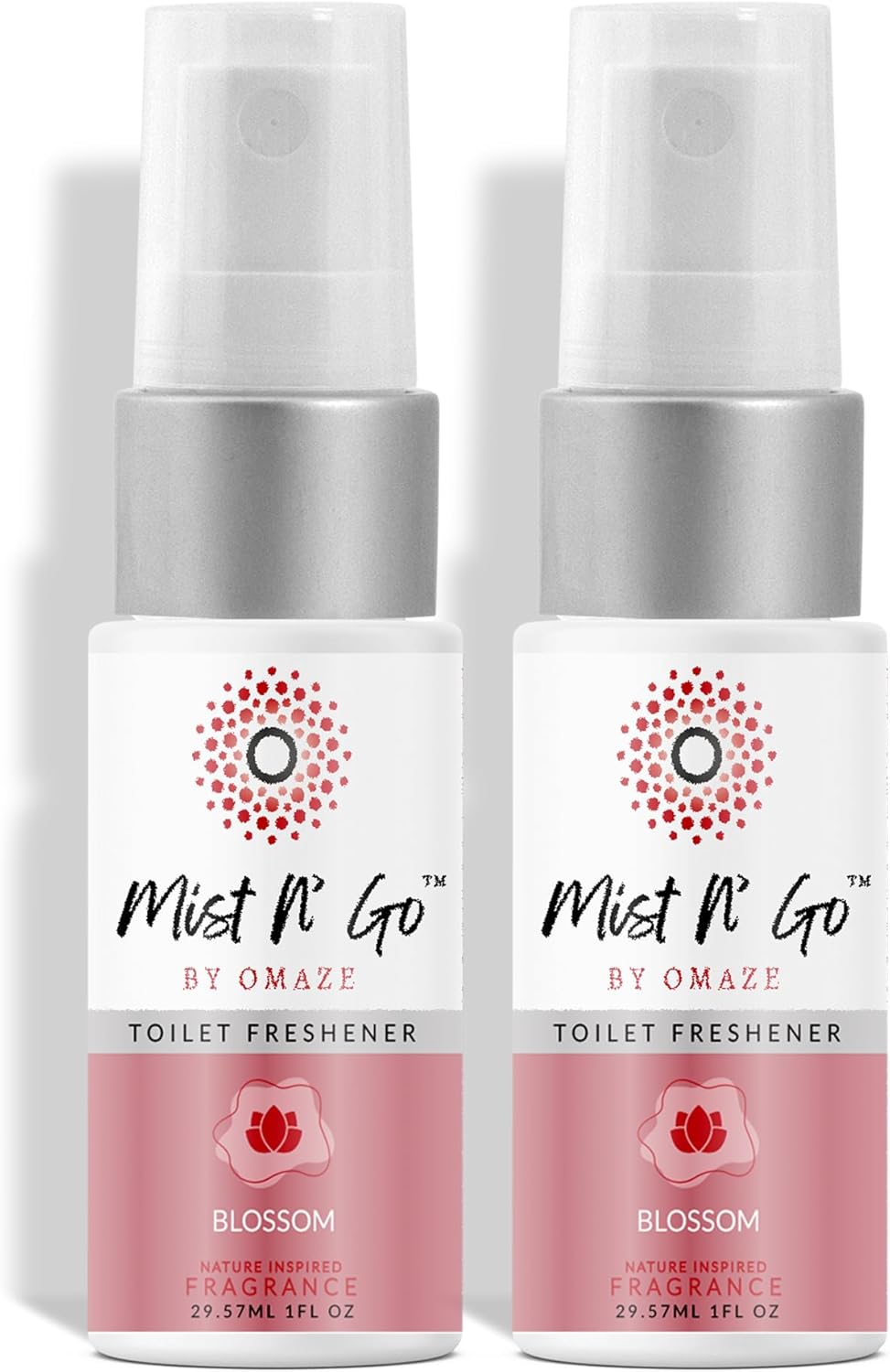 Mist N’ Go by Omaze Travel Bathroom Spray for Toilet Spray Odor Eliminator - Travel Toilet Spray for Bathroom Air Freshener Spray for Bathroom Deodorizer - Clean Mix, Travel Size (1oz x2)