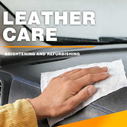 Leather Wipes, Full 80 Wipes Leather Seat Wipes for Car Interior, Steering Wheel & Furniture, Leather Couch Wipes and Conditioner - Generously Sized (4.72 X 5.51 Inch) - 2set