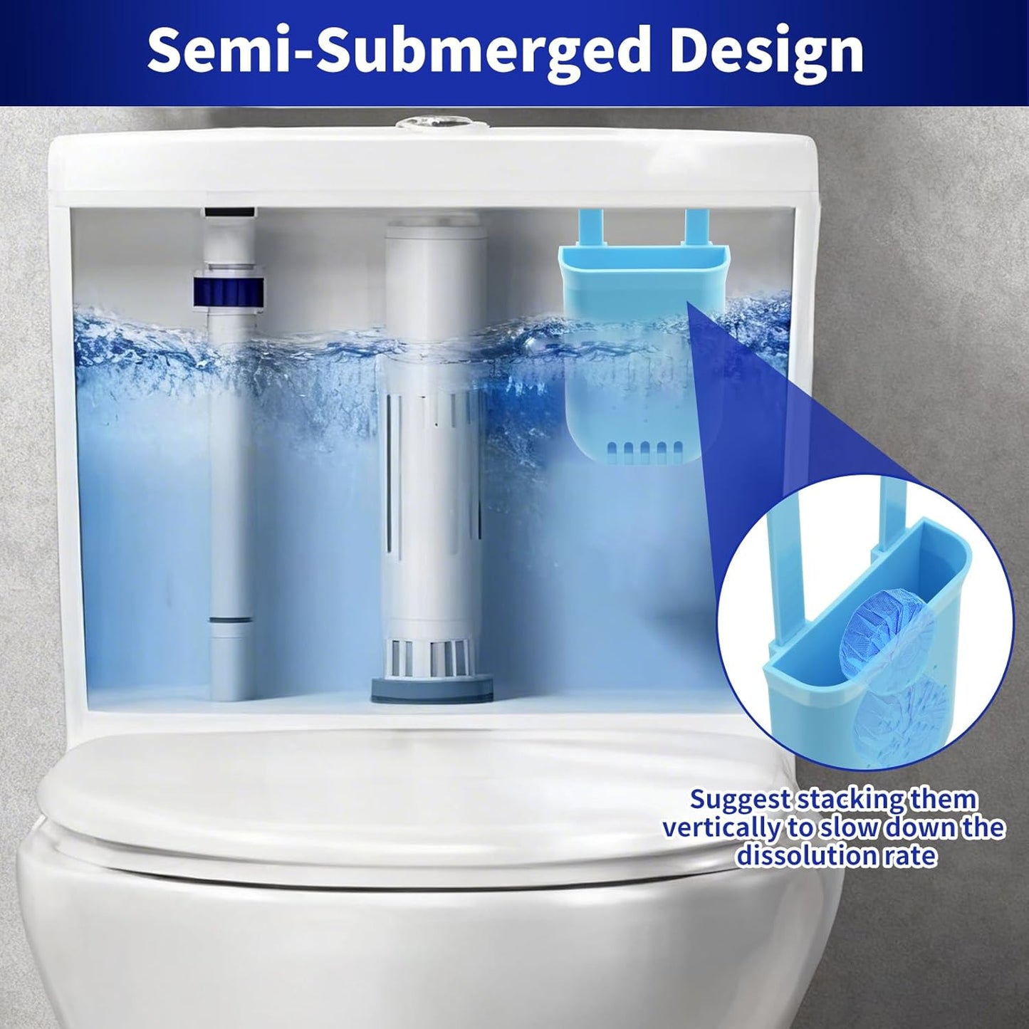 Controlled Release Toilet Bowl Cleaner Tablets Holder, Universal Toilet Tank Cleaner Dispenser with Adjustable Hooks, Hanging Bleach Tablet Bracket for Long-Lasting Cleaning, Prevents Tank Buildup