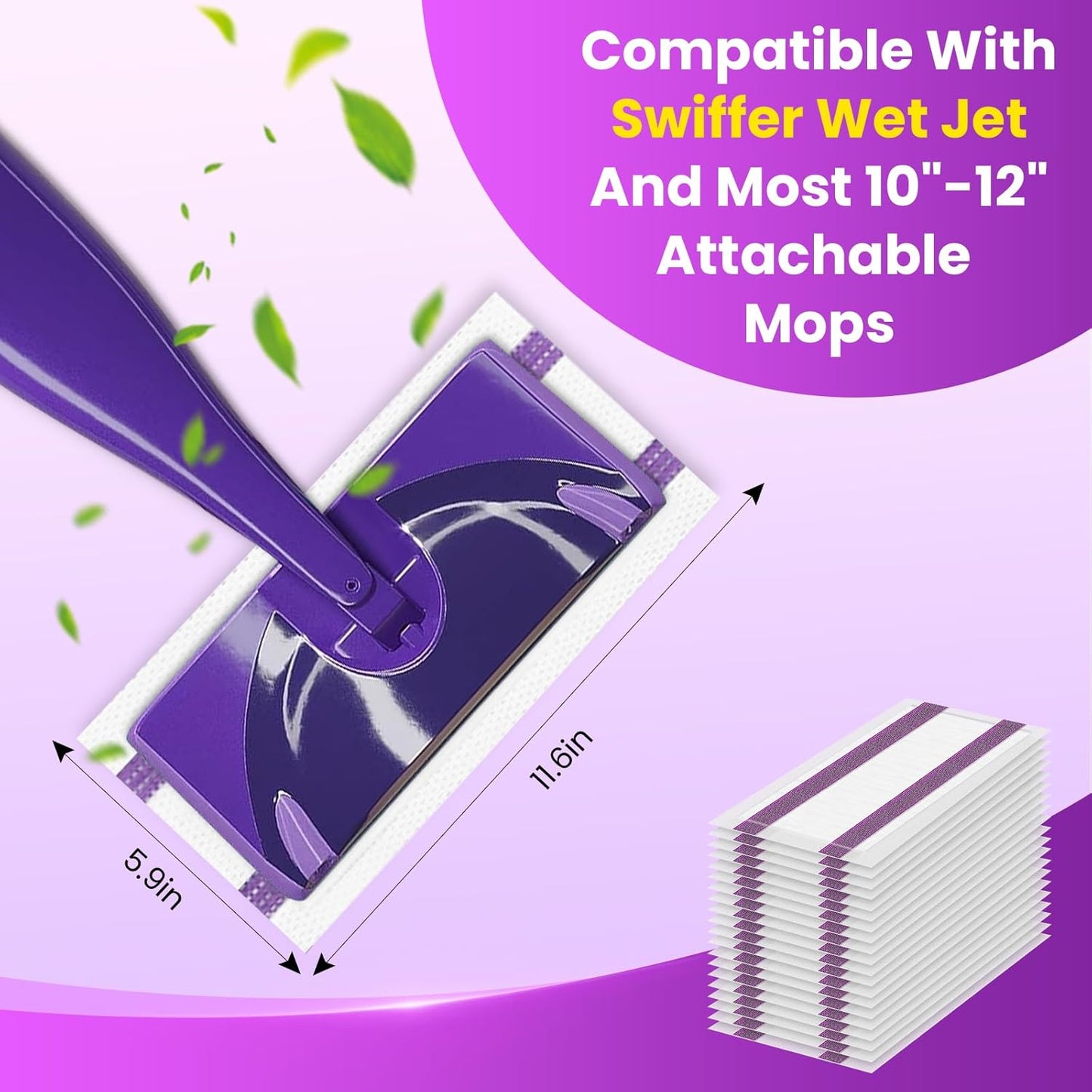 Pure Realm 40 Cout Power Mop Pads Refills for Powermop , Multi-Surface Disposablen swiffer Power Mop Pads，Unscented Spray Cleaning Repalcement Pads Refill