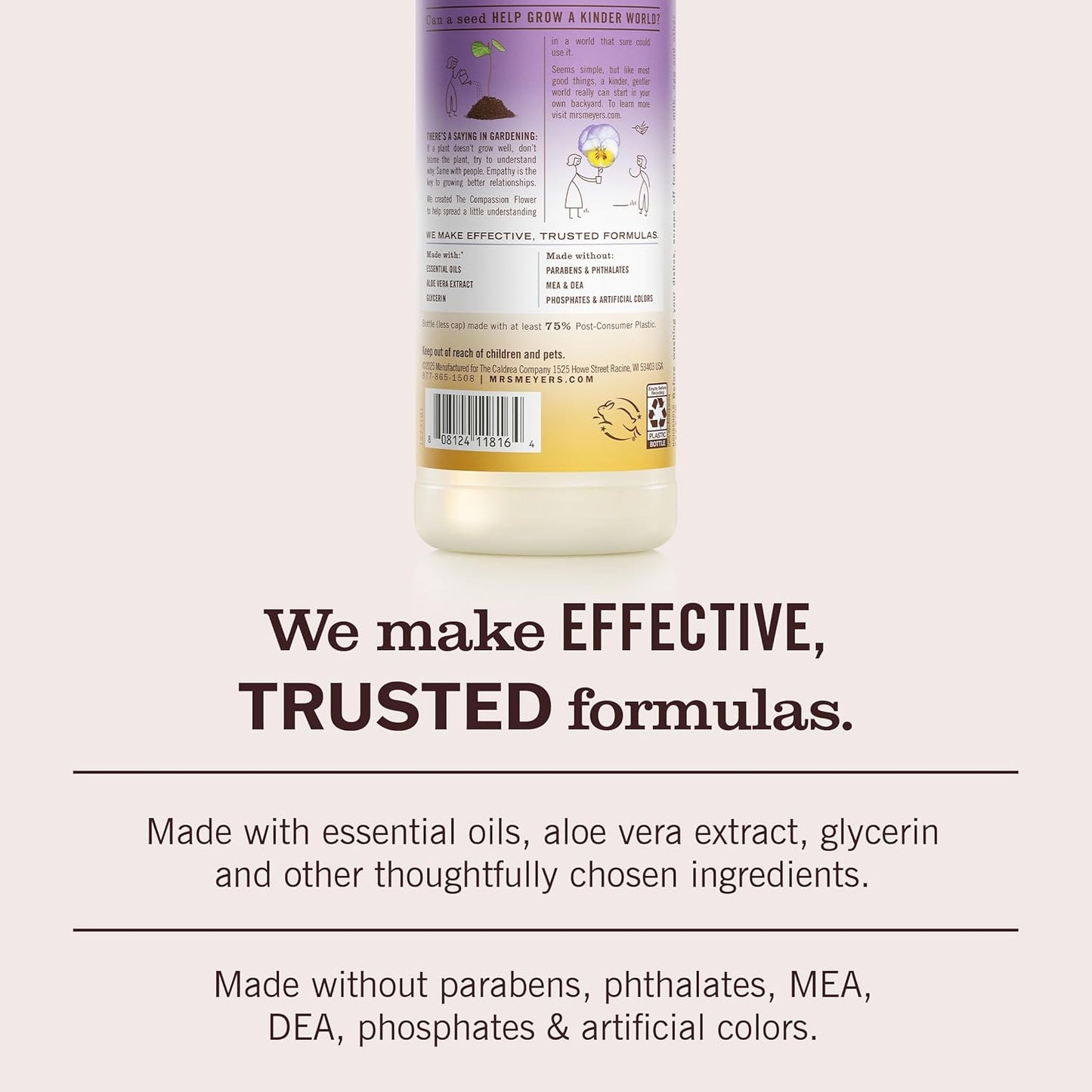 MRS. MEYER'S CLEAN DAY Liquid Dish Soap, Compassion Flower Scent, 16 Fl Oz Bottle