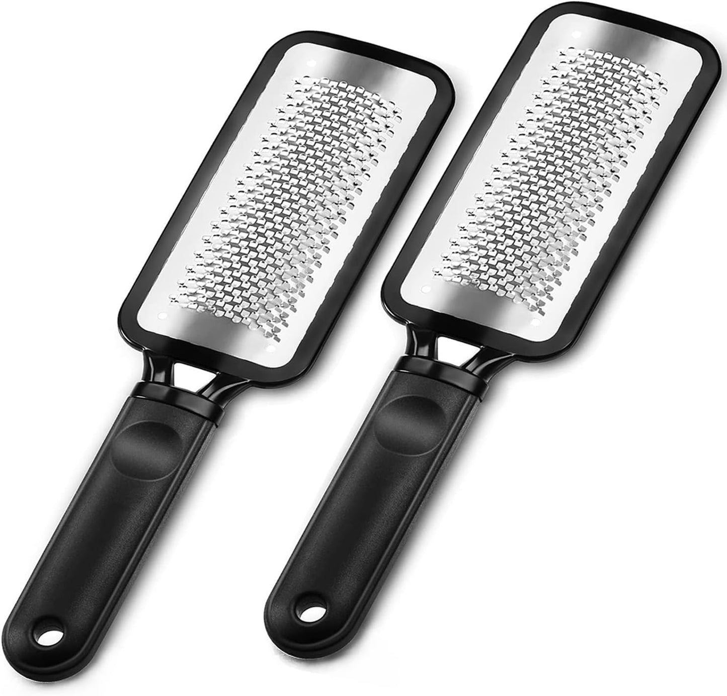 Foot File Foot Scrubber Pedicure, 2 Pcs Stainless Steel Callus Remover for Feet, Professional Foot Grater Rasp Scraper Corns Callous Removers Tool to Hard Skin Corns for Dry and Wet Fee