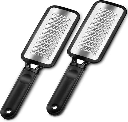 Foot File Foot Scrubber Pedicure, 2 Pcs Stainless Steel Callus Remover for Feet, Professional Foot Grater Rasp Scraper Corns Callous Removers Tool to Hard Skin Corns for Dry and Wet Fee