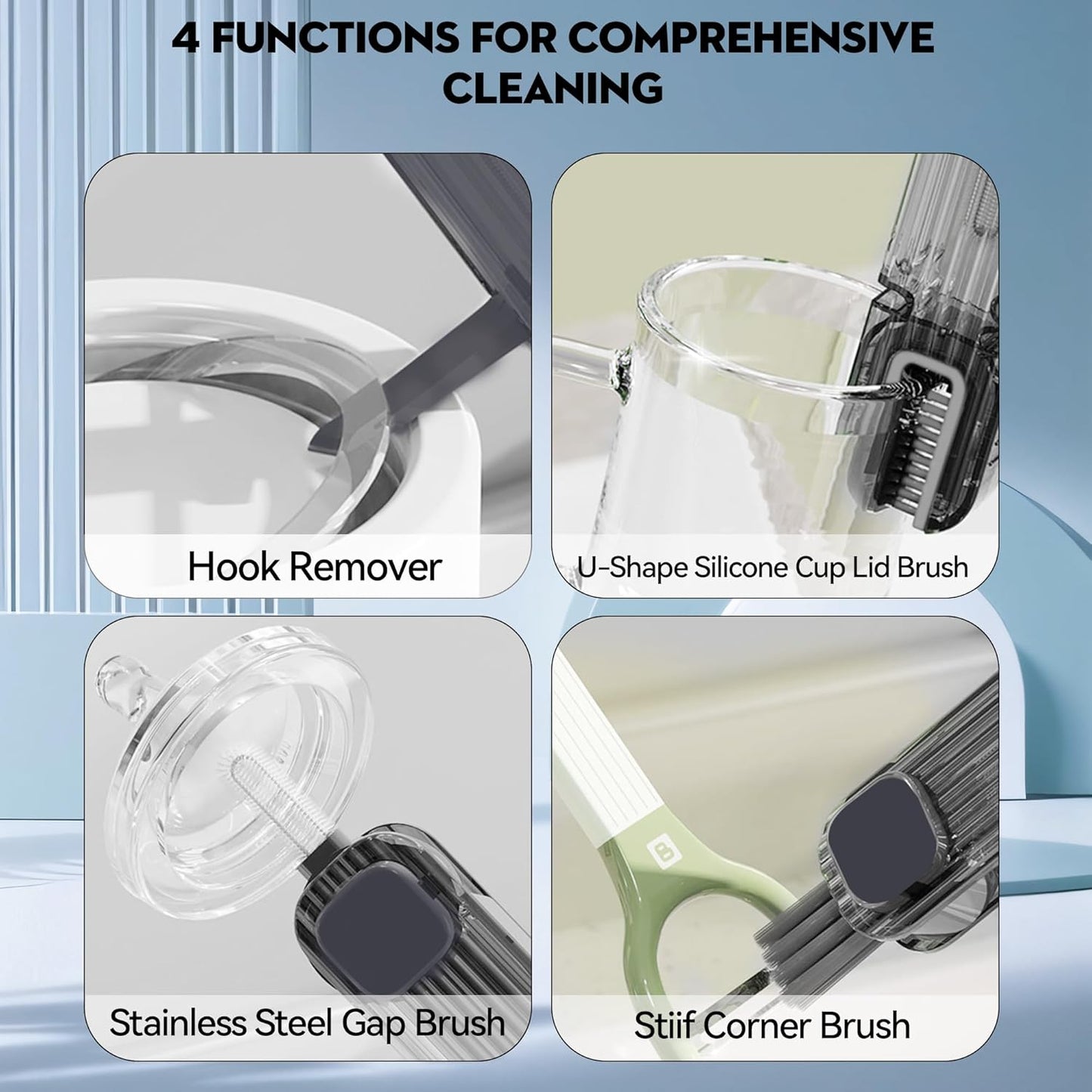 3 in 1 Cup Lid Gap Cleaning Brush Set, Multifunctional Insulation Bottle Cleaning Tools, Mutipurpose Tiny Silicone Cup Holder Cleaner, Home Kitchen Cleaning Tools
