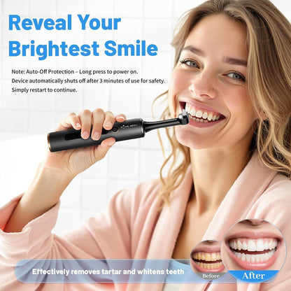 Tooth Polisher with Remineralization Gel, USB Rechargeable Teeth Whitening Kit for Cleaning and Whitening, 6 Polishing Pastes, 5 Brush Heads, LED Light, Travel Case, 4 Speeds, Easy at-Home Dental Care