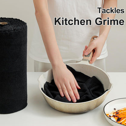 80 Pack Microfiber Cleaning Cloth Roll Reusable Paper Towels 12"x12" Tear Away Cloth, Microfiber Towels for Cars, Wash Cloths, Lint Free Dark Grey Rags for House, Kitchen,Window,Cleaning Supplies