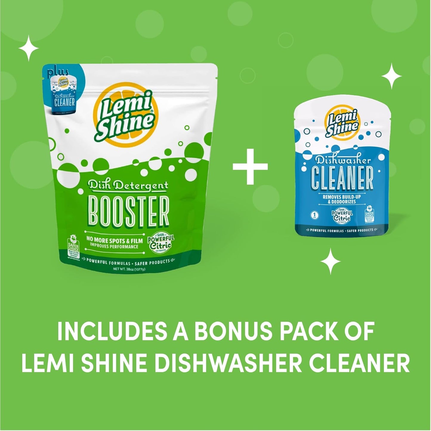 Lemi Shine Natural Dish Detergent Booster - Hard Water Stain Remover - Multi-Use Citric Acid Cleaner - 24 oz (2 Pack)