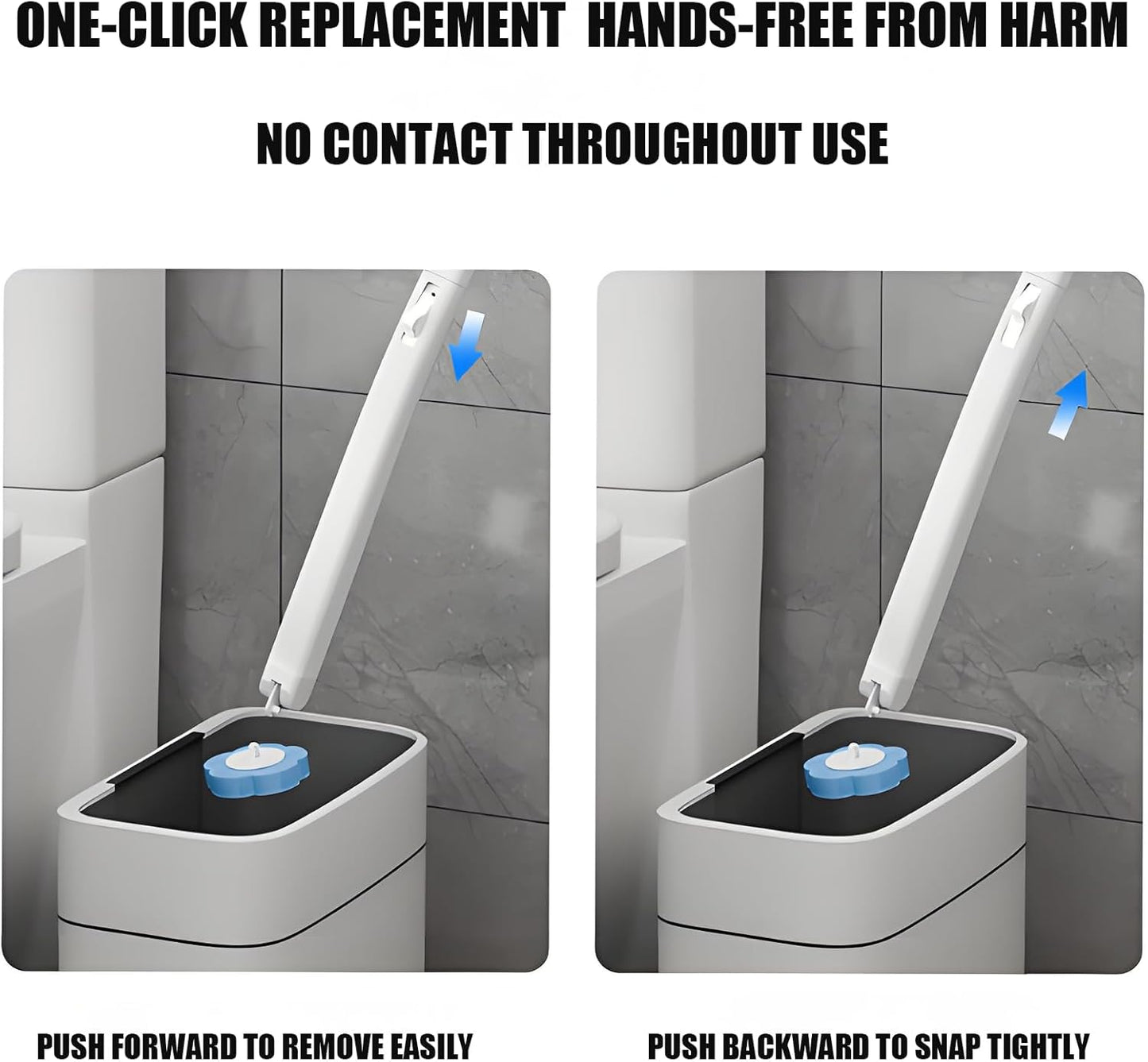 Disposable Brush with Holder & Refill Heads - Hygienic Sanitary Toilet Cleaner for Easy Cleaning, Streak-Free Fresh Bathroom, No Mess Disposable Toilet Bowl (1, Refill (36 pcs))