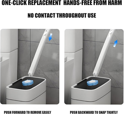 Disposable Brush with Holder & Refill Heads - Hygienic Sanitary Toilet Cleaner for Easy Cleaning, Streak-Free Fresh Bathroom, No Mess Disposable Toilet Bowl (1, Refill (36 pcs))