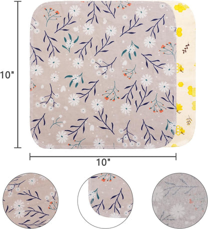 Reusable Dishcloths Kitchen Towels Cotton: 30 Packs 10X10 Washable Roll Paperless Paper Towels Absorbent Dishcloths Set Dish Tea Towel for Kitchen Drying (30Daisy, 10×10")