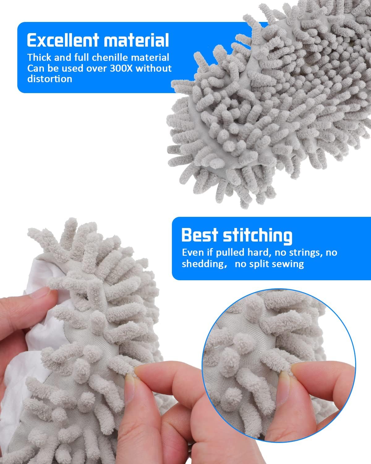 8 Pcs Mop Slippers Socks Floor Cleaning,Microfiber Shoe Covers dust Washable Reusable for Woman Man House Kitchen (Dark Grey)