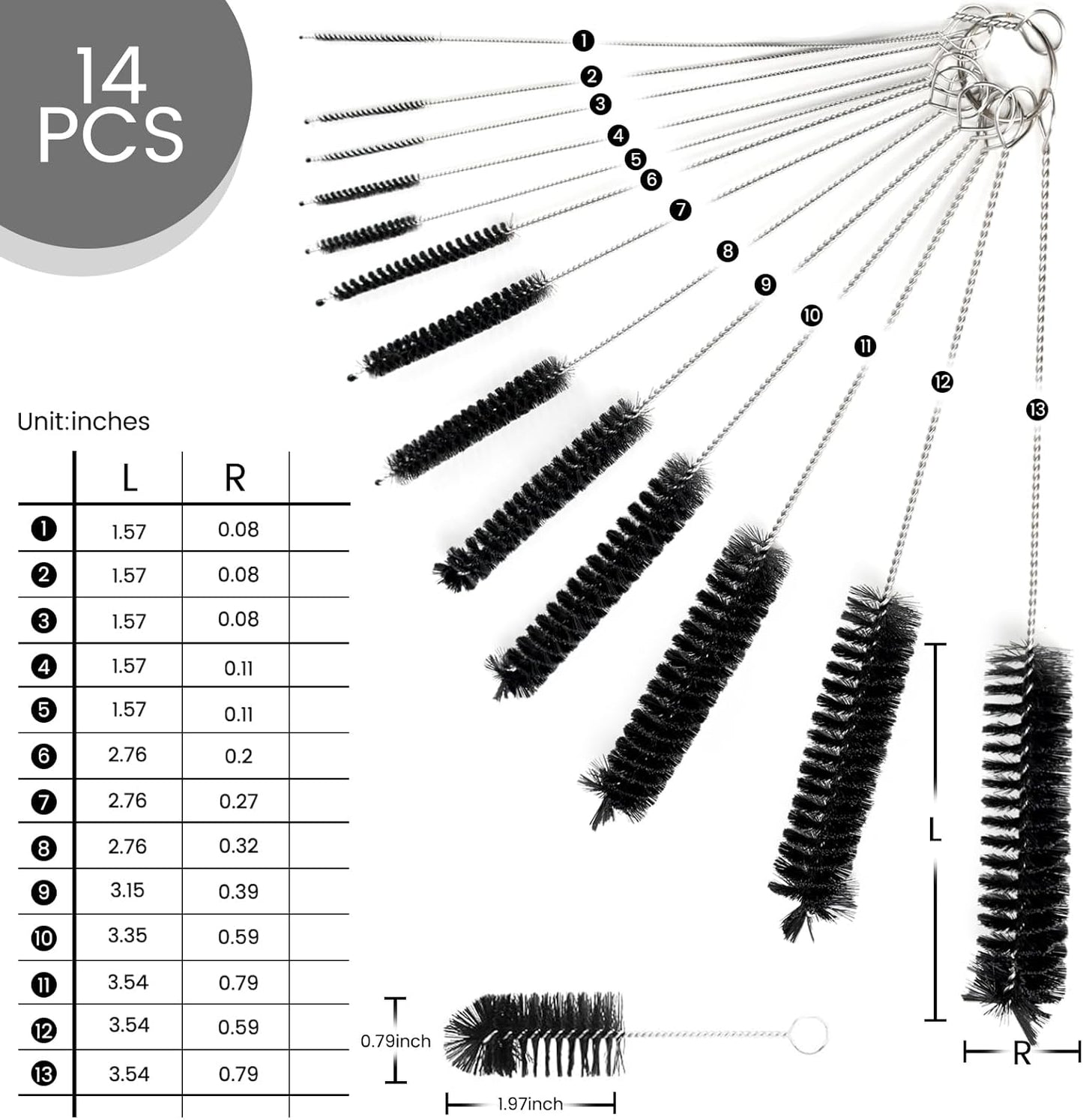 LOVEINUSA Straw Cleaner Brush, 10 Pieces 8.2 Inch Bottle Brush, Nylon Tube Brushes Kit for Reusable Drinking Straws, Sippy Cup, Tumbler, Water Bottle